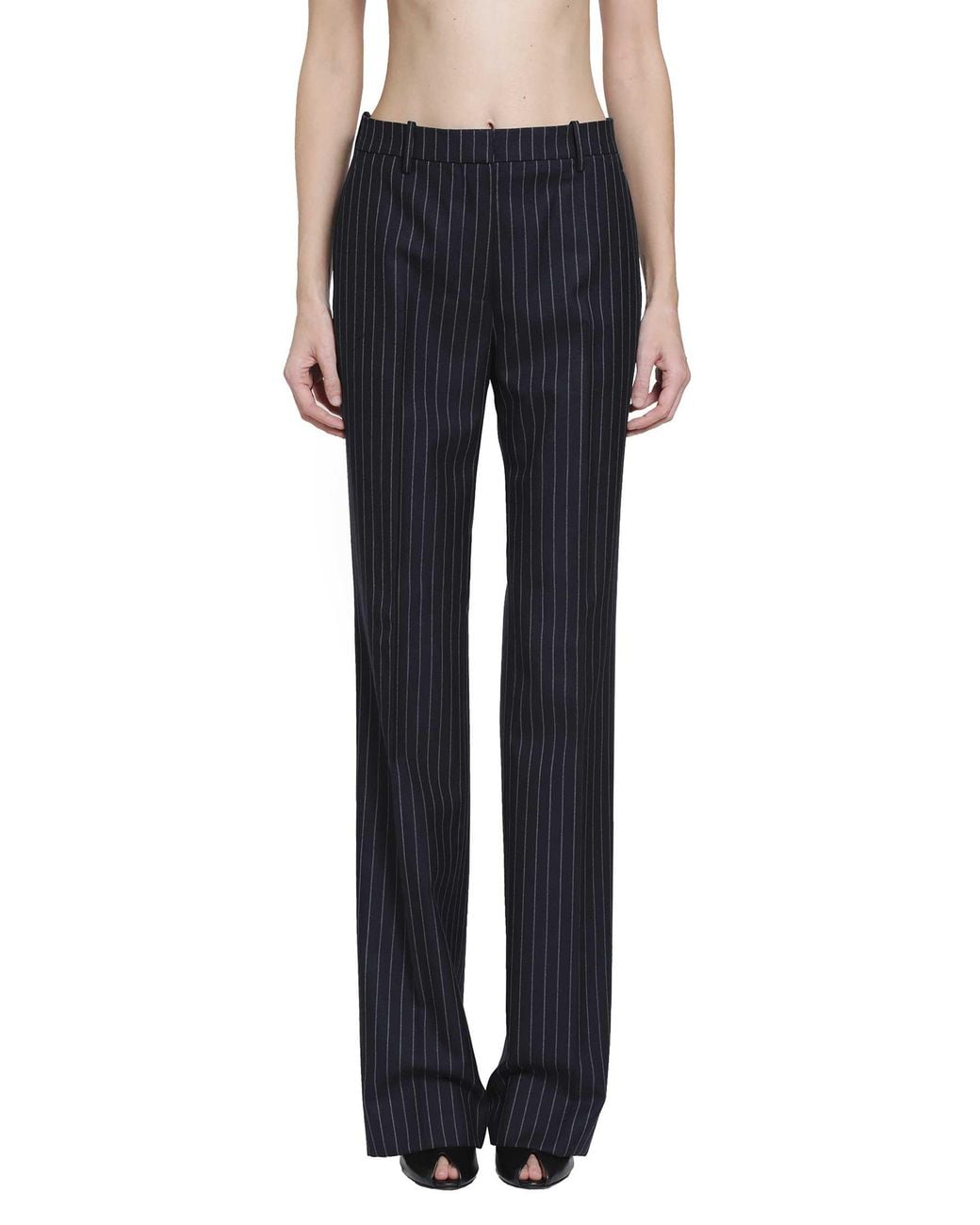 Tom Ford Blue Corded Chalk Stripe Wool Trousers