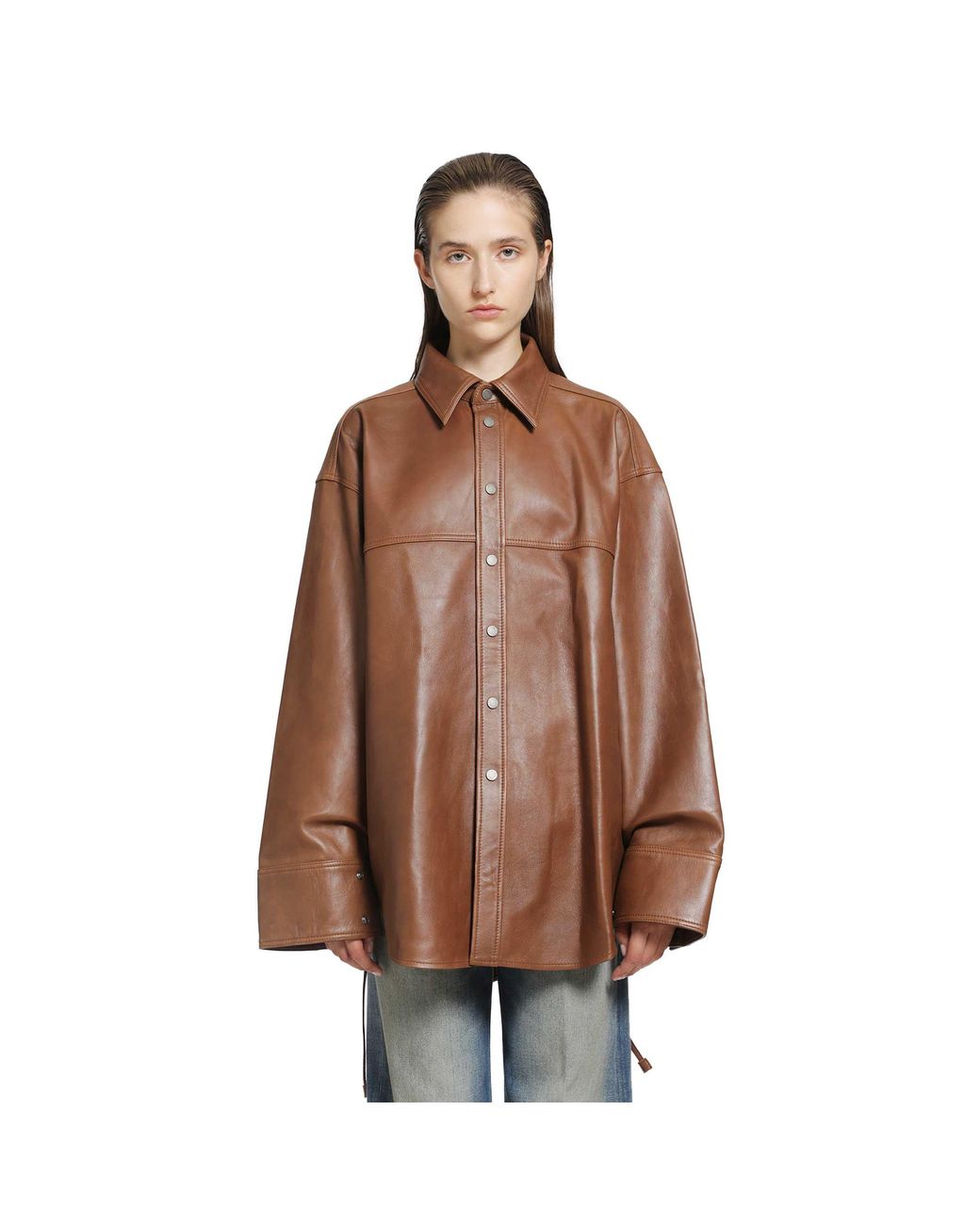 Haikure Brown Victoria Silky Leather Shirt