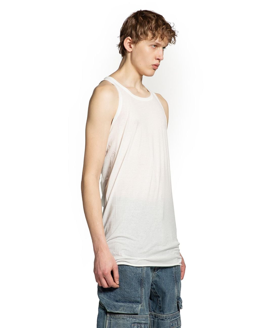 Rick Owens White Temple Loose Tank for men