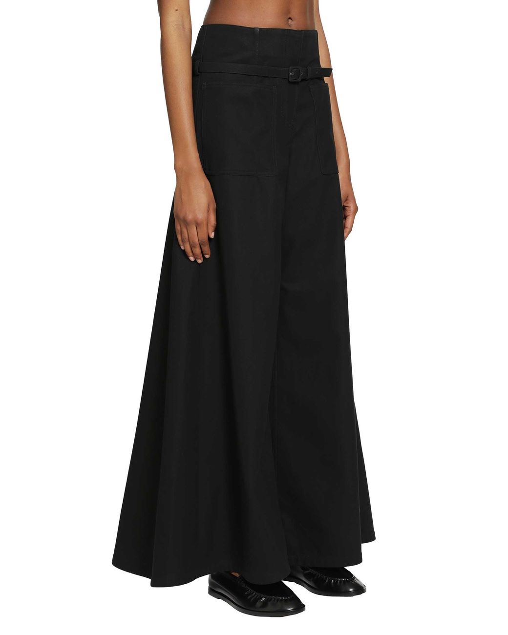 Courreges Black Cotton Canvas Palazzo Pants