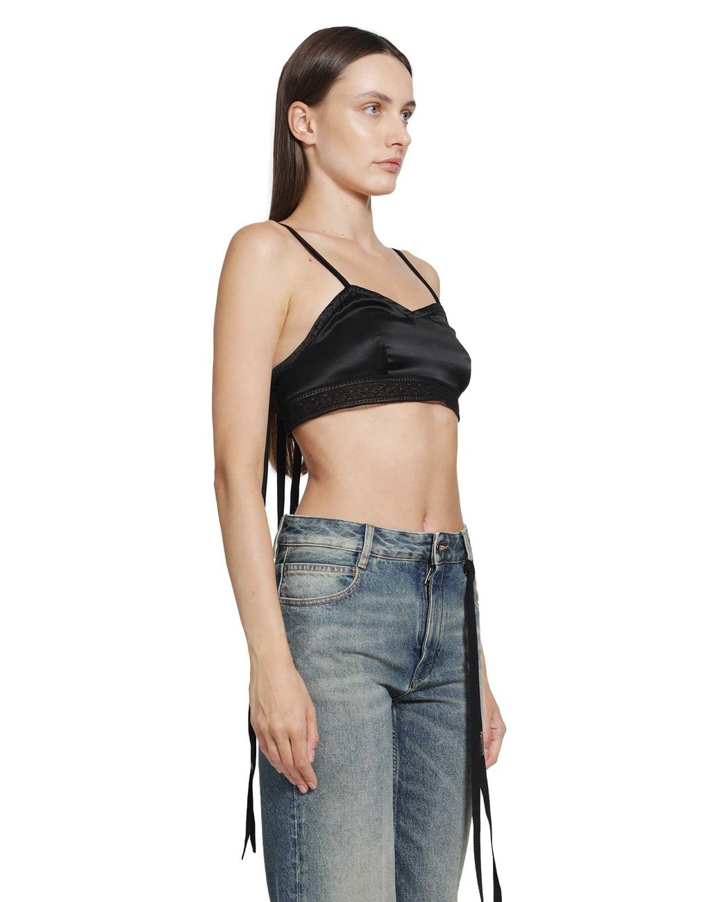 Ann Demeulemeester Black Xaja Washed Silk Satin Bralette