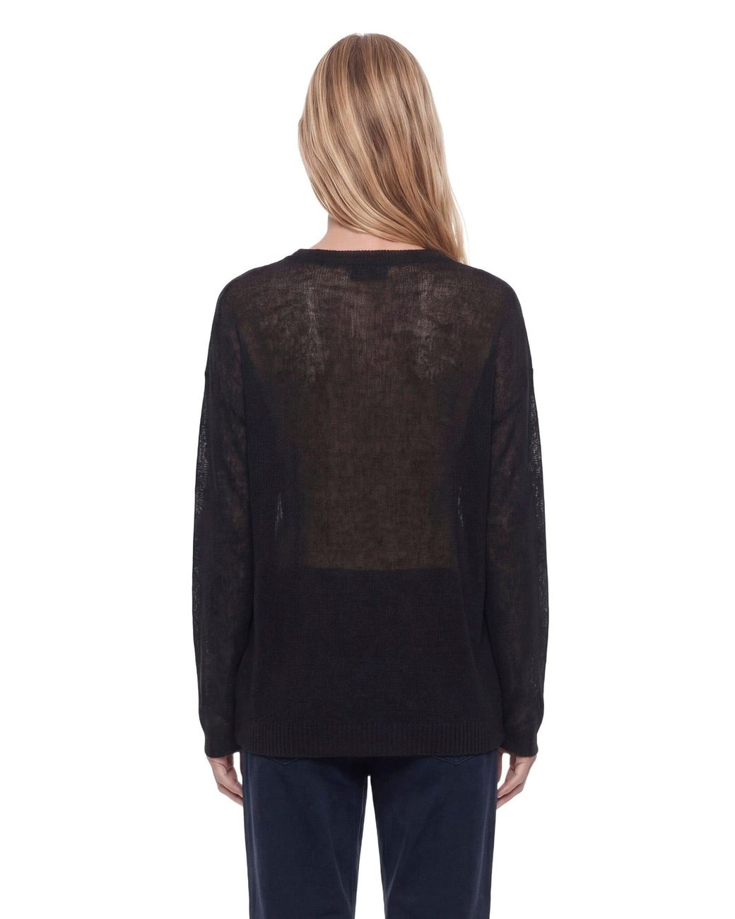 Totême Black Long Open Weave Sweater