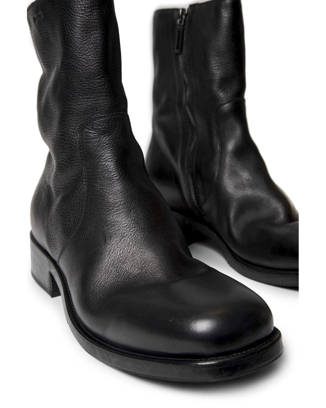 Prada Black Leather Zipper Ankle Boots for men