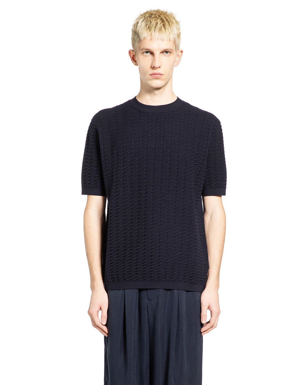Giorgio Armani Blue Virgin Wool T-Shirt for men