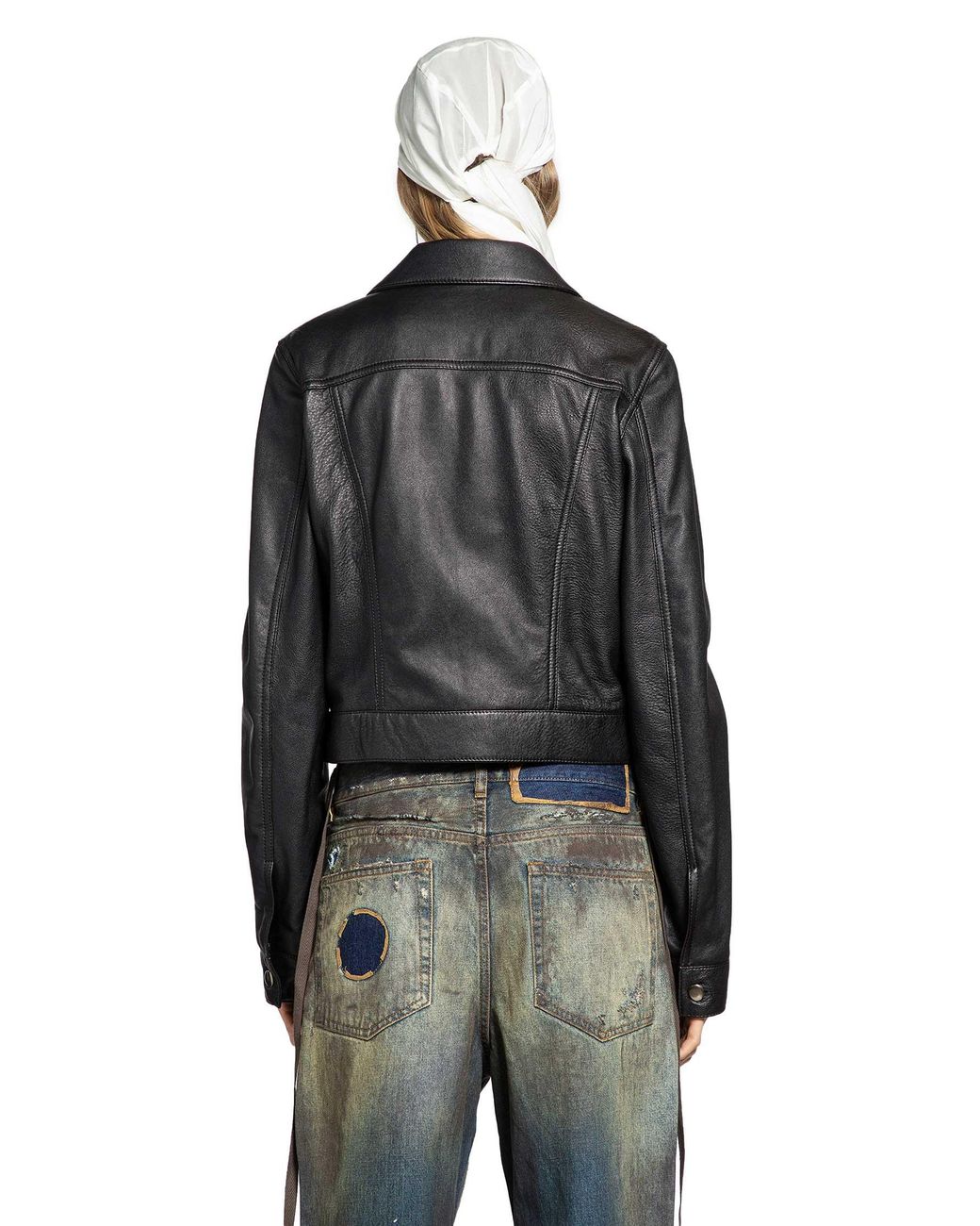 Ann Demeulemeester Black Ilmi Satin Structured Leather Jacket