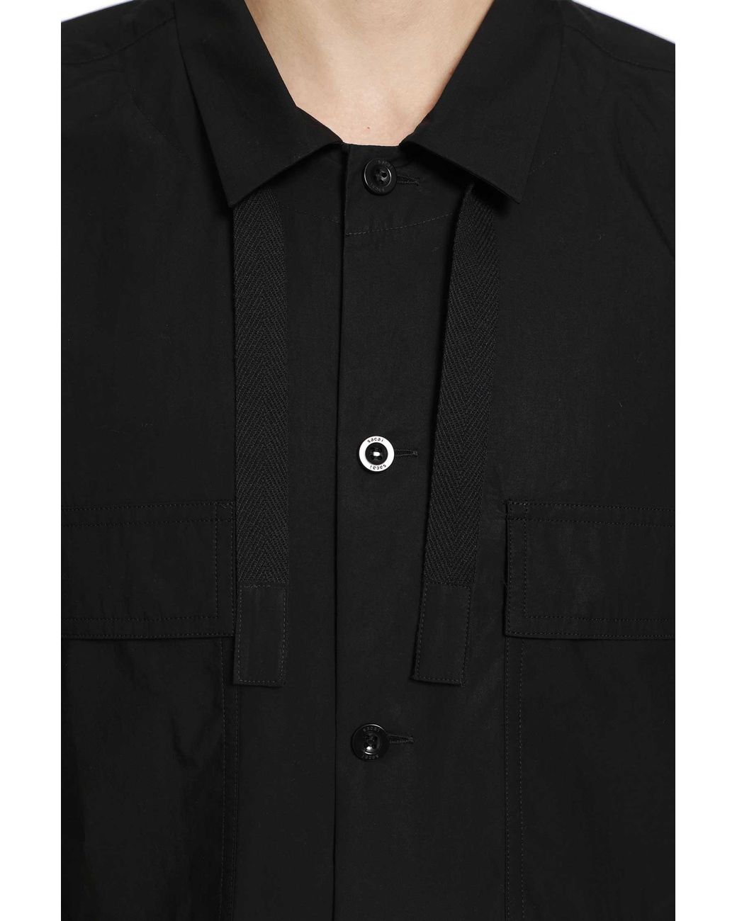 Sacai Black Cotton Typewriter Shirt for men