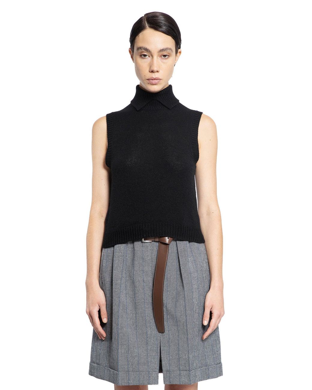 Prada Black Cashmere Turtleneck Vest