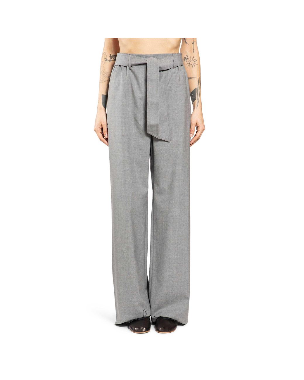 Max Mara Gray Stretch Wool Cloth Trousers