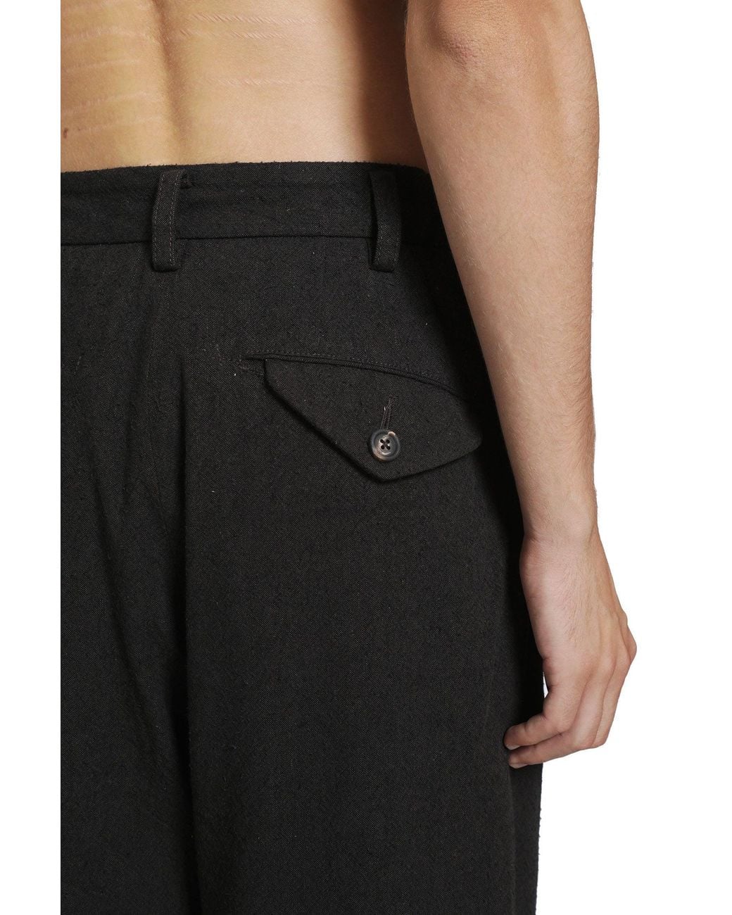 Ziggy Chen Black Pleated Drop Crotch Trousers for men