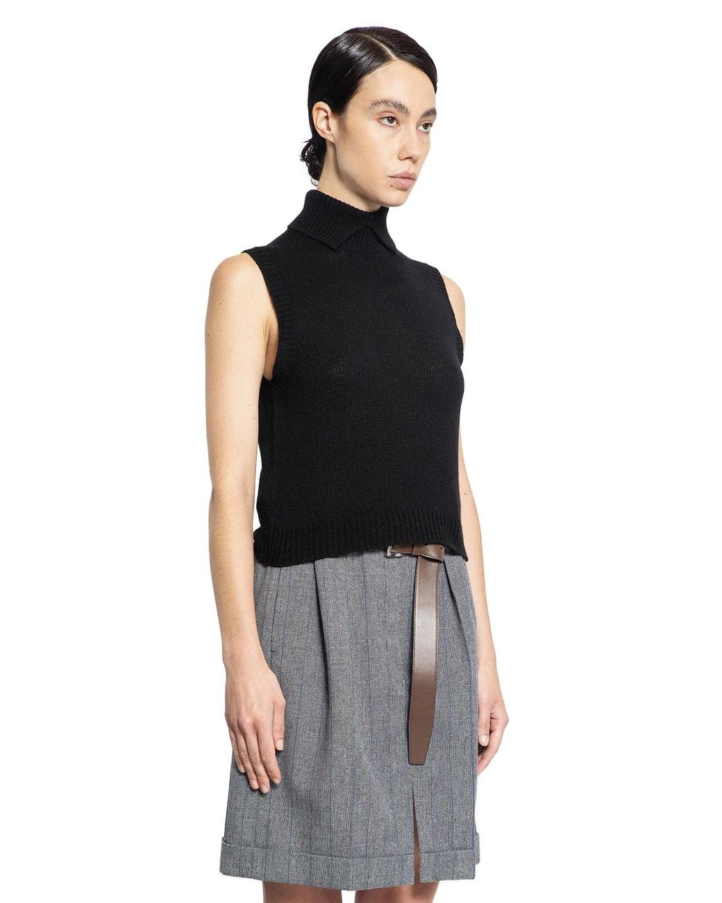 Prada Black Cashmere Turtleneck Vest