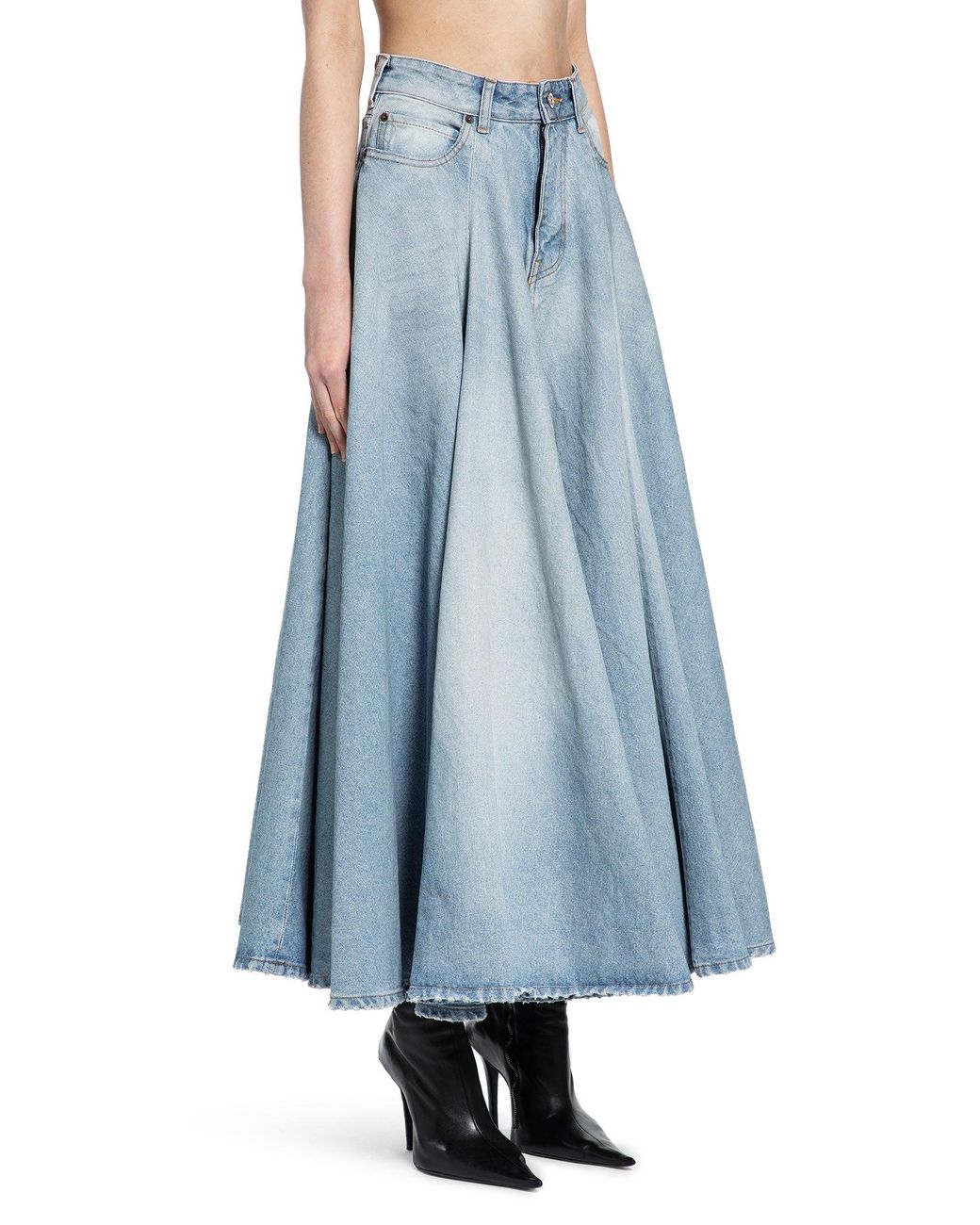 Balenciaga Blue Godet Maxi Skirt