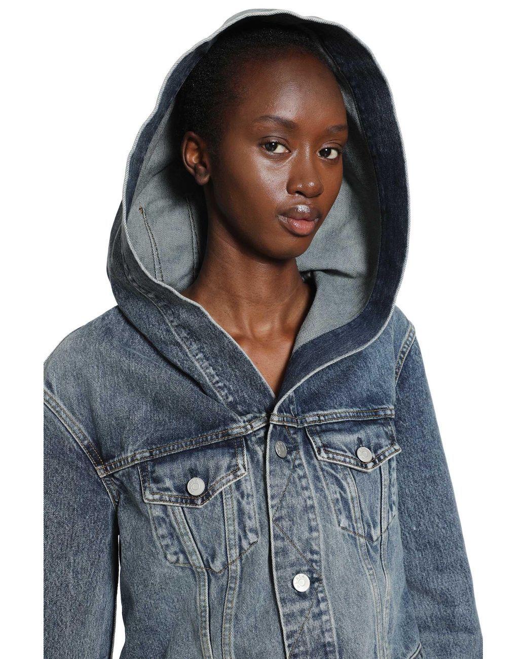 Alaïa Blue Hooded Denim Jacket