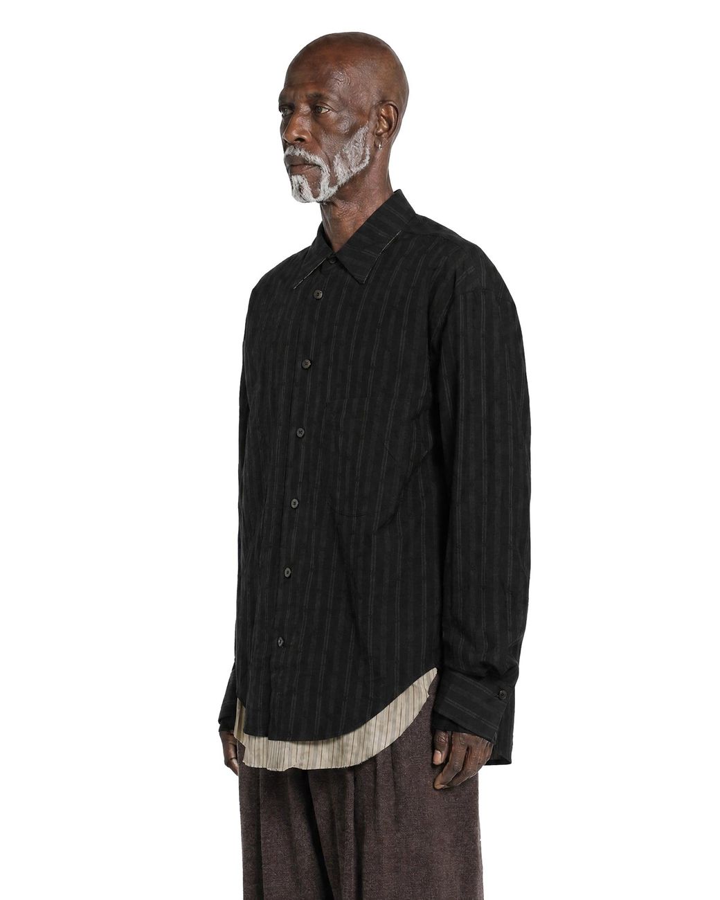 Ziggy Chen Black Striped Layered Shirt for men