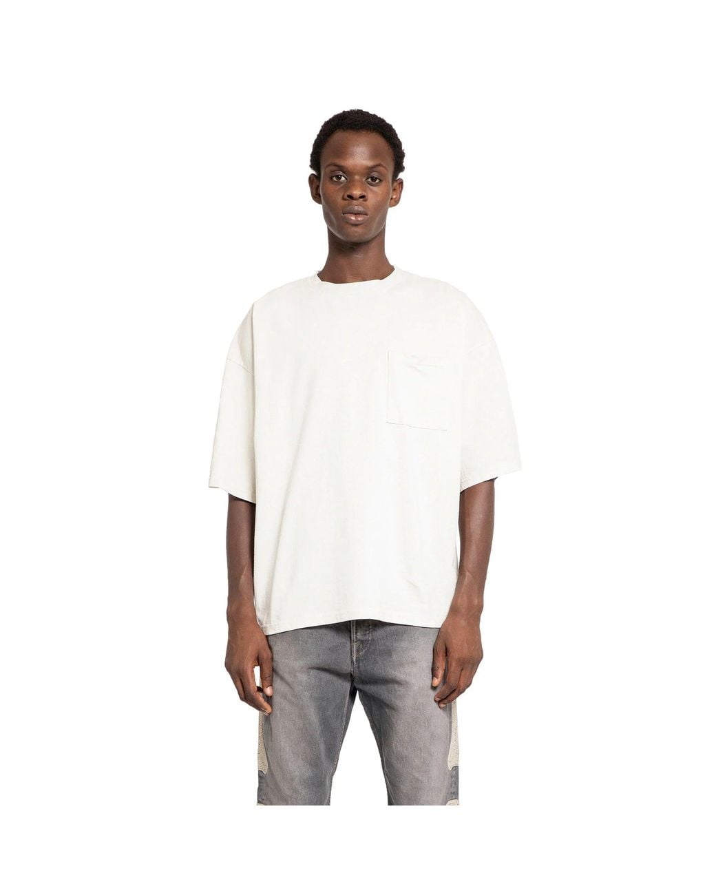 Kapital White Jersey 2Tones Big Pocket (Bone) T-Shirt for men