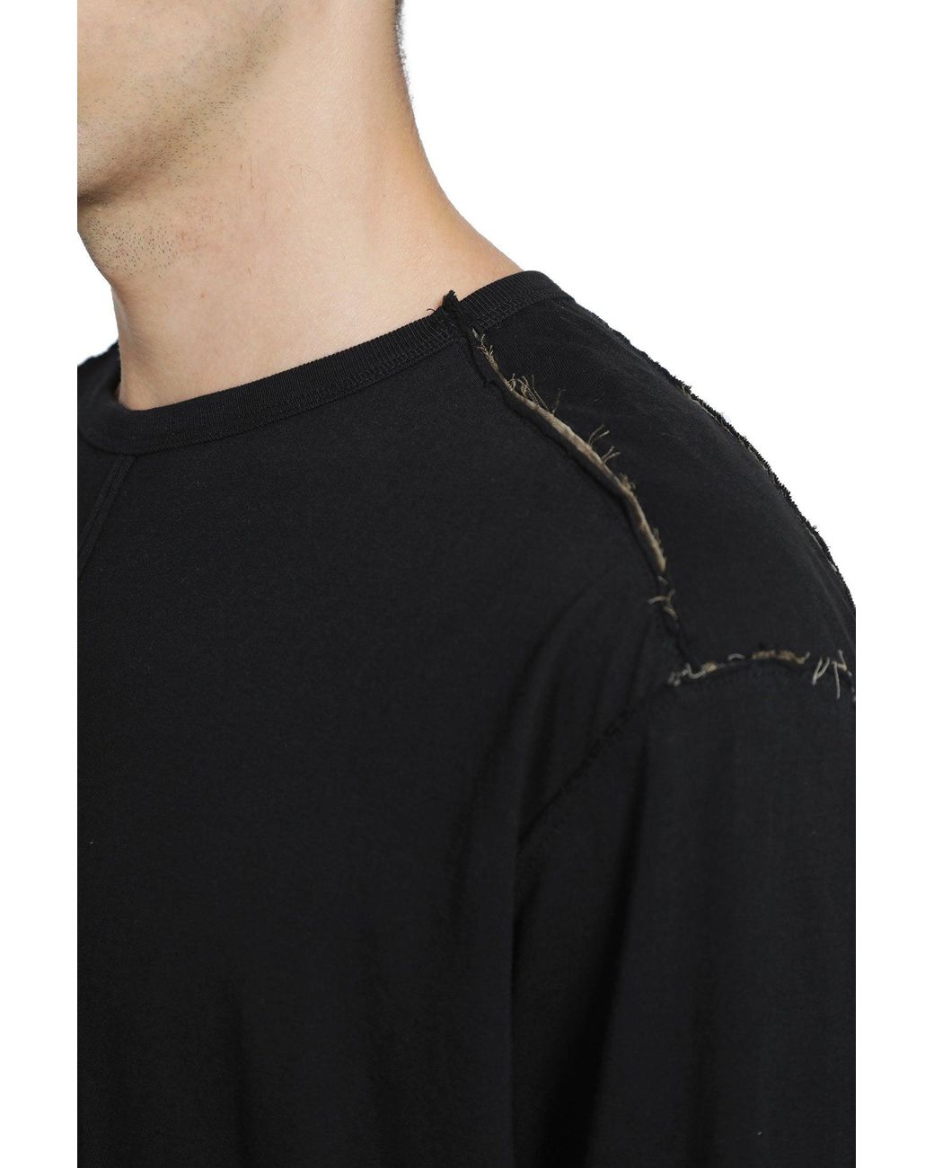 Ziggy Chen Black Front Seam Long Sleeve T-Shirt for men
