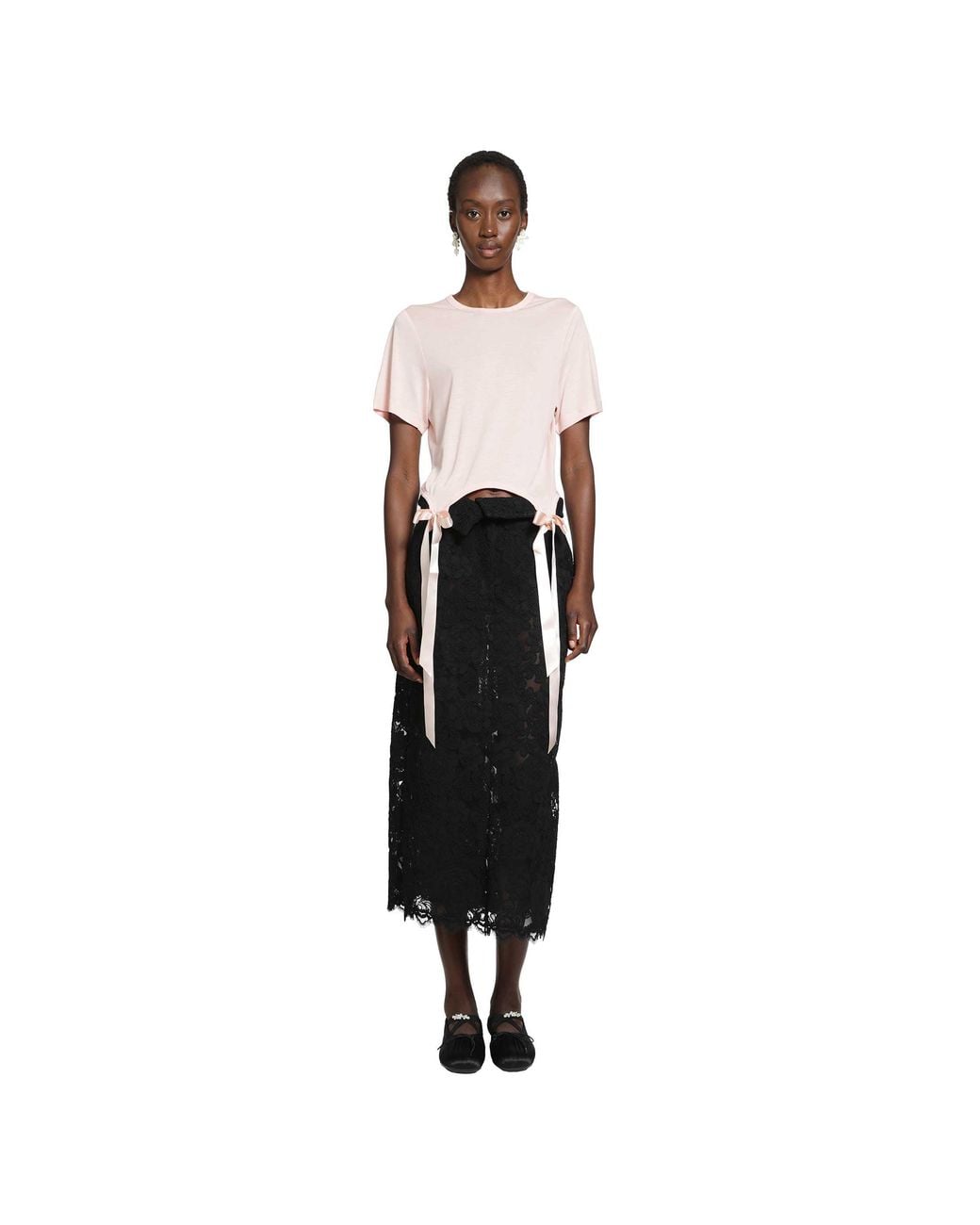 Simone Rocha Black Peeling Waist Column Skirt
