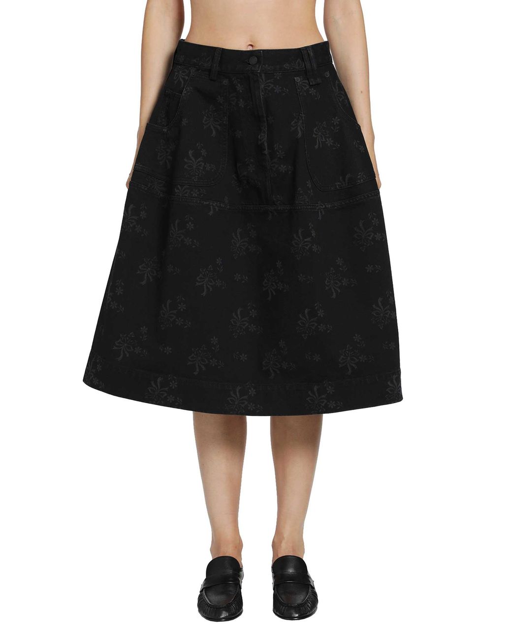 Simone Rocha Black Denim Utility Hip Bustle Skirt