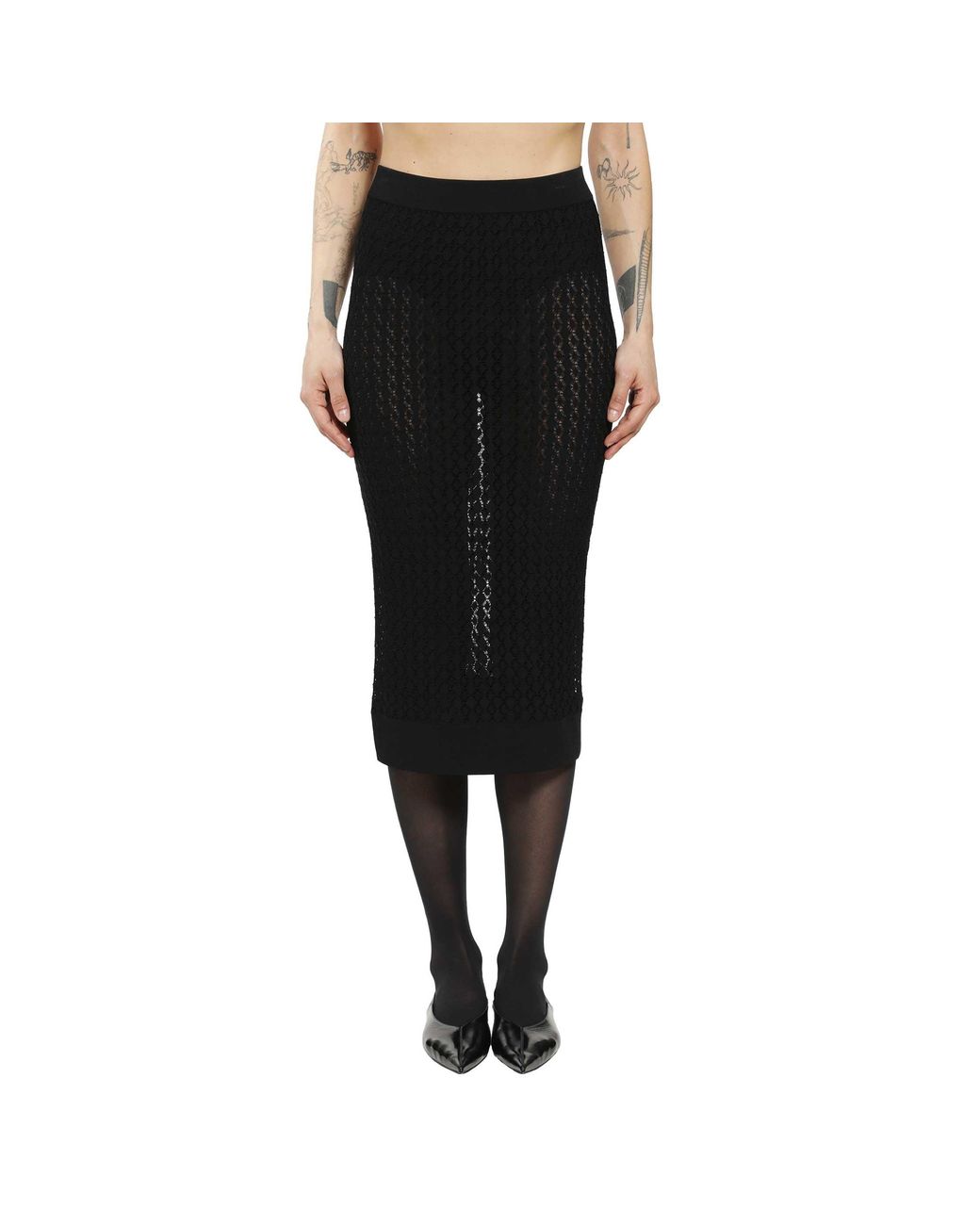 Saint Laurent Black Midi Skirt