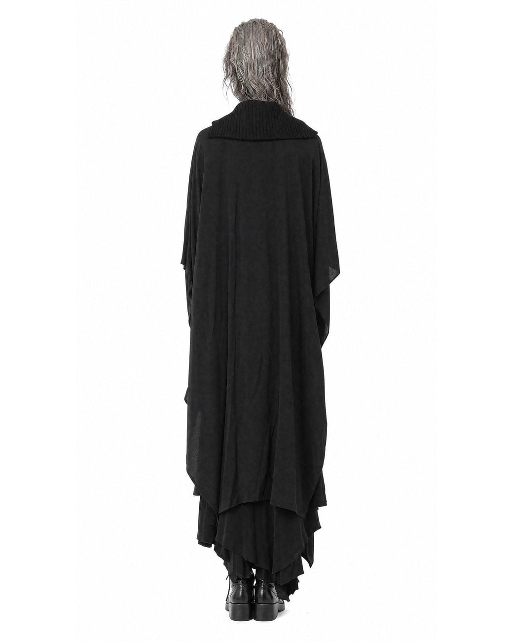 Yohji Yamamoto Black Knit Combi Kimono Coat