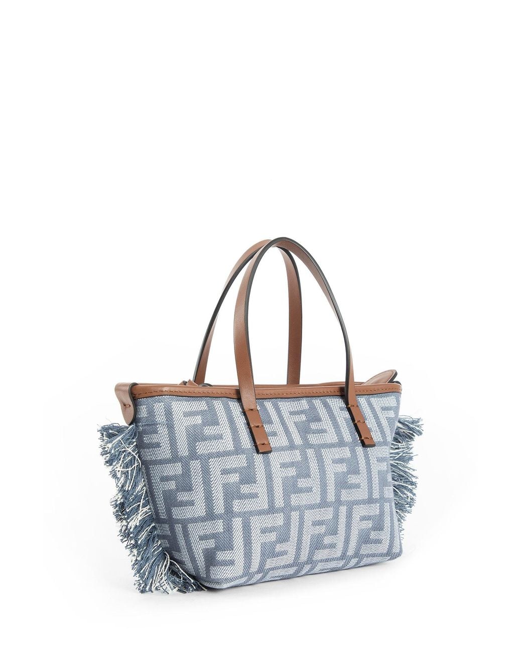 Fendi Blue Mini Roll Denim-Effect Ff Tote