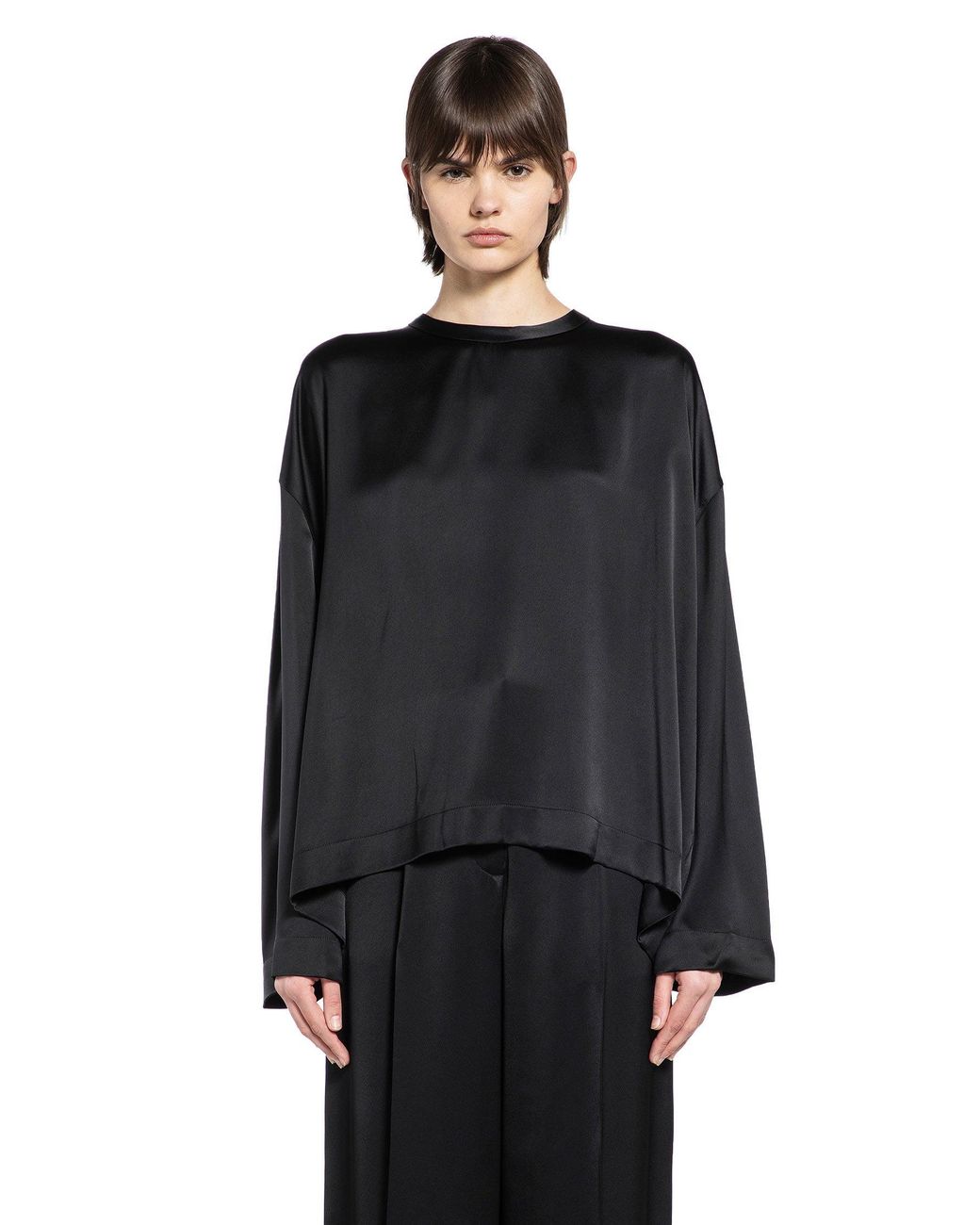 Totême Black Boxy Satin Top
