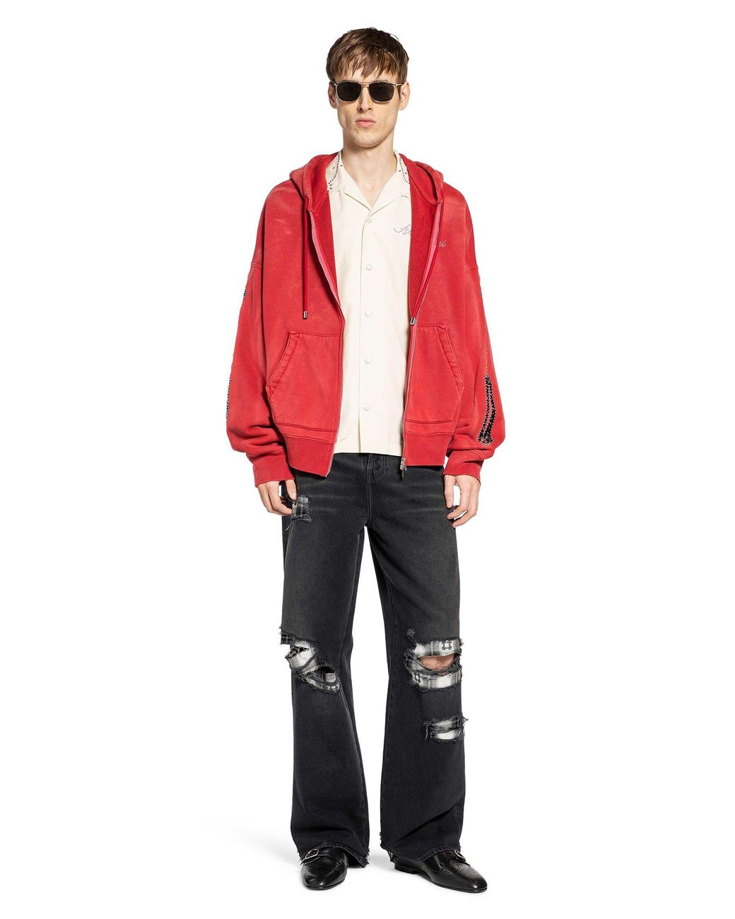 Amiri Black Flannel Repair Baggy Jeans for men