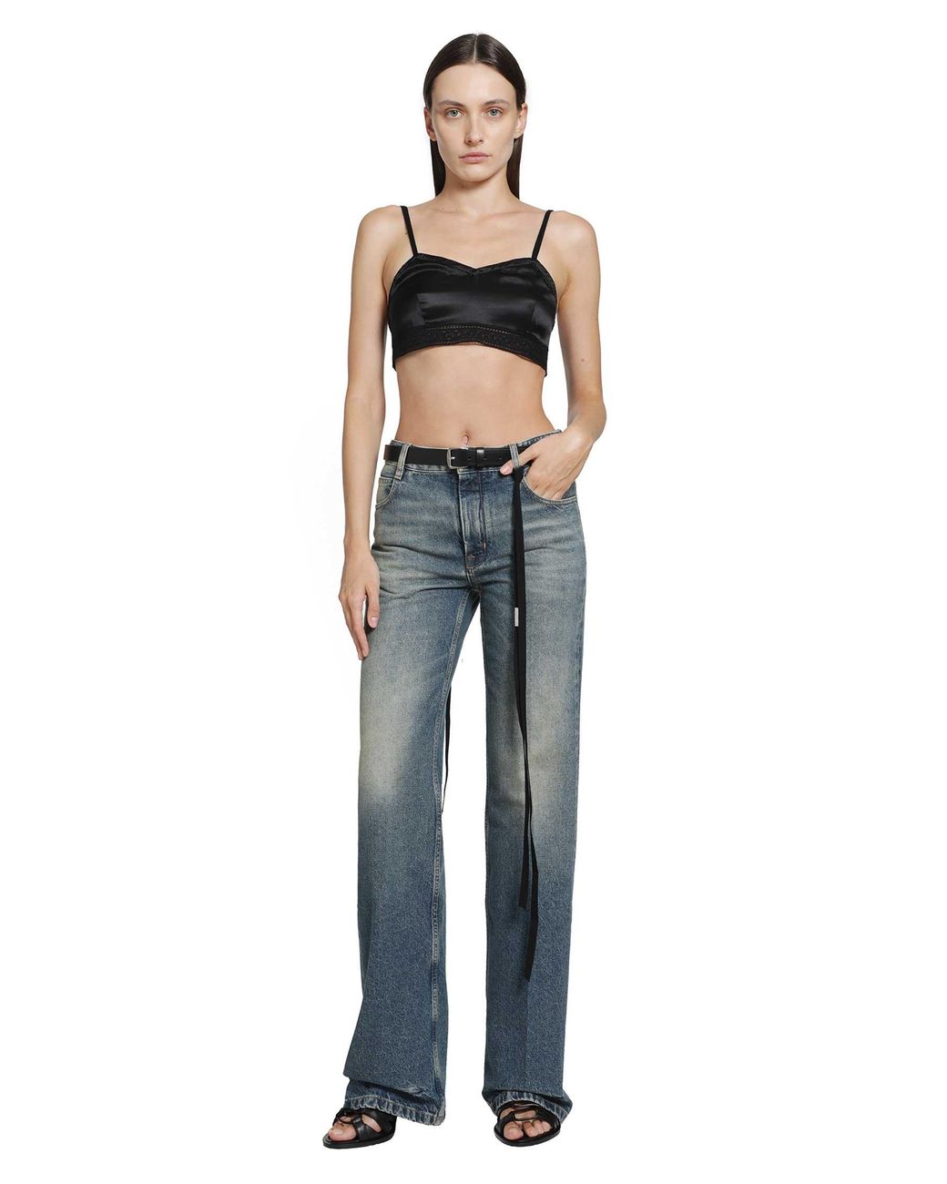 Ann Demeulemeester Black Xaja Washed Silk Satin Bralette