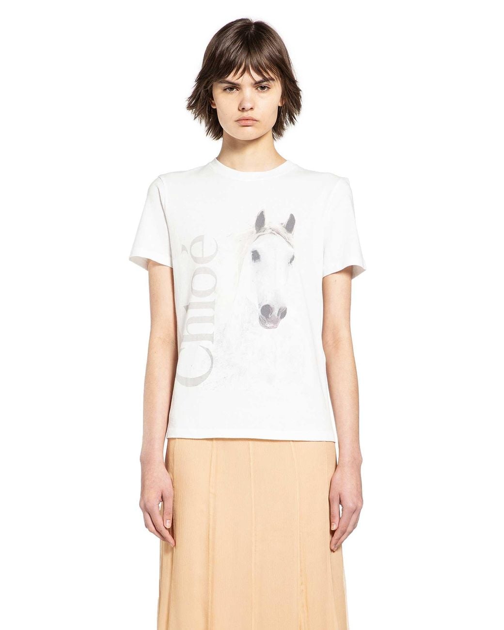 Chloé White Faded Orse T-Shirt