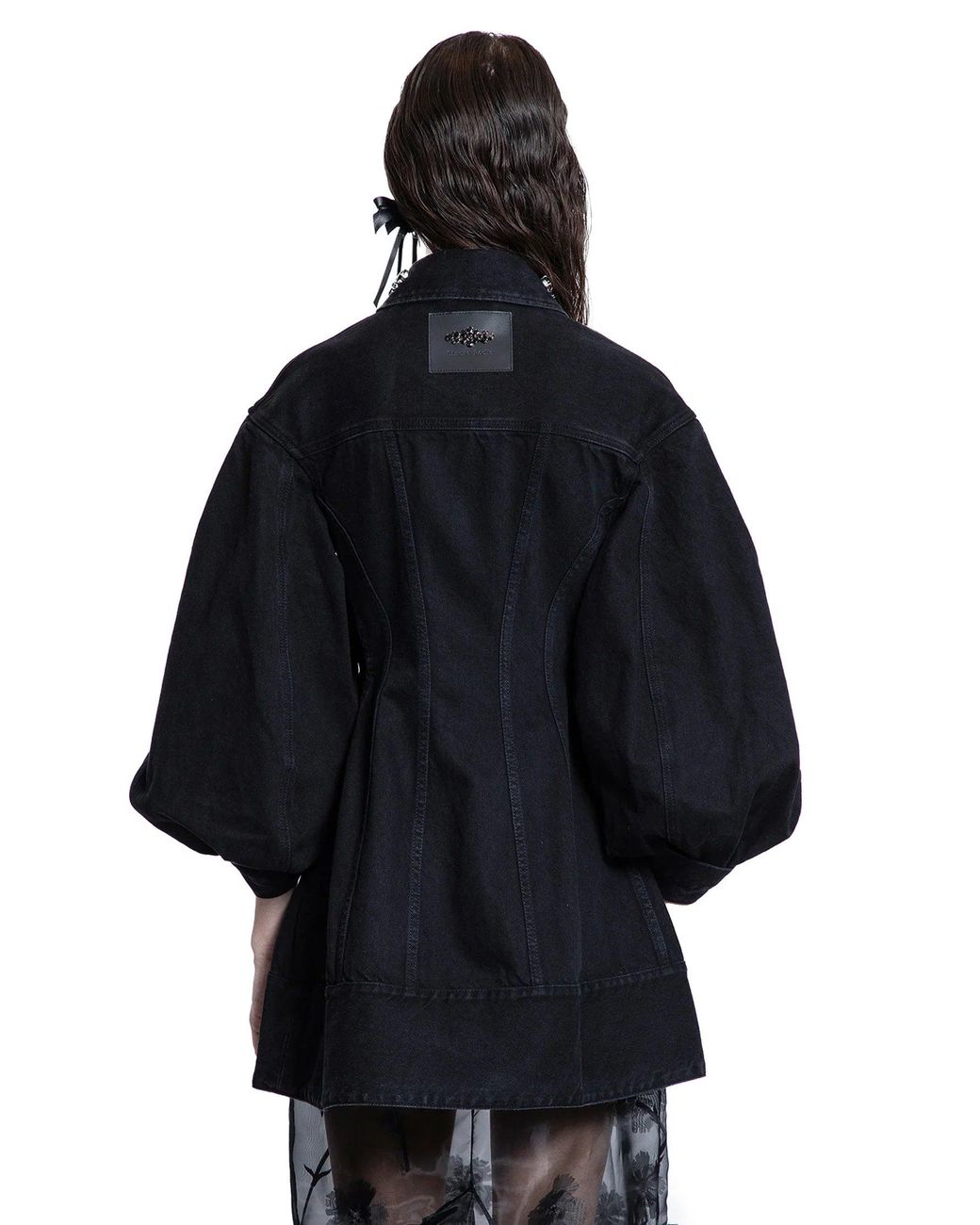 Simone Rocha Black Embellished Sculpted Short Denim Jacket