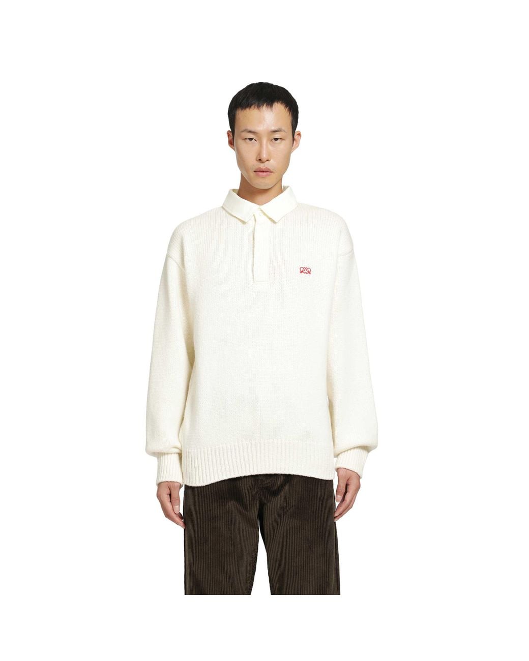 Loewe White Polo Sweater for men