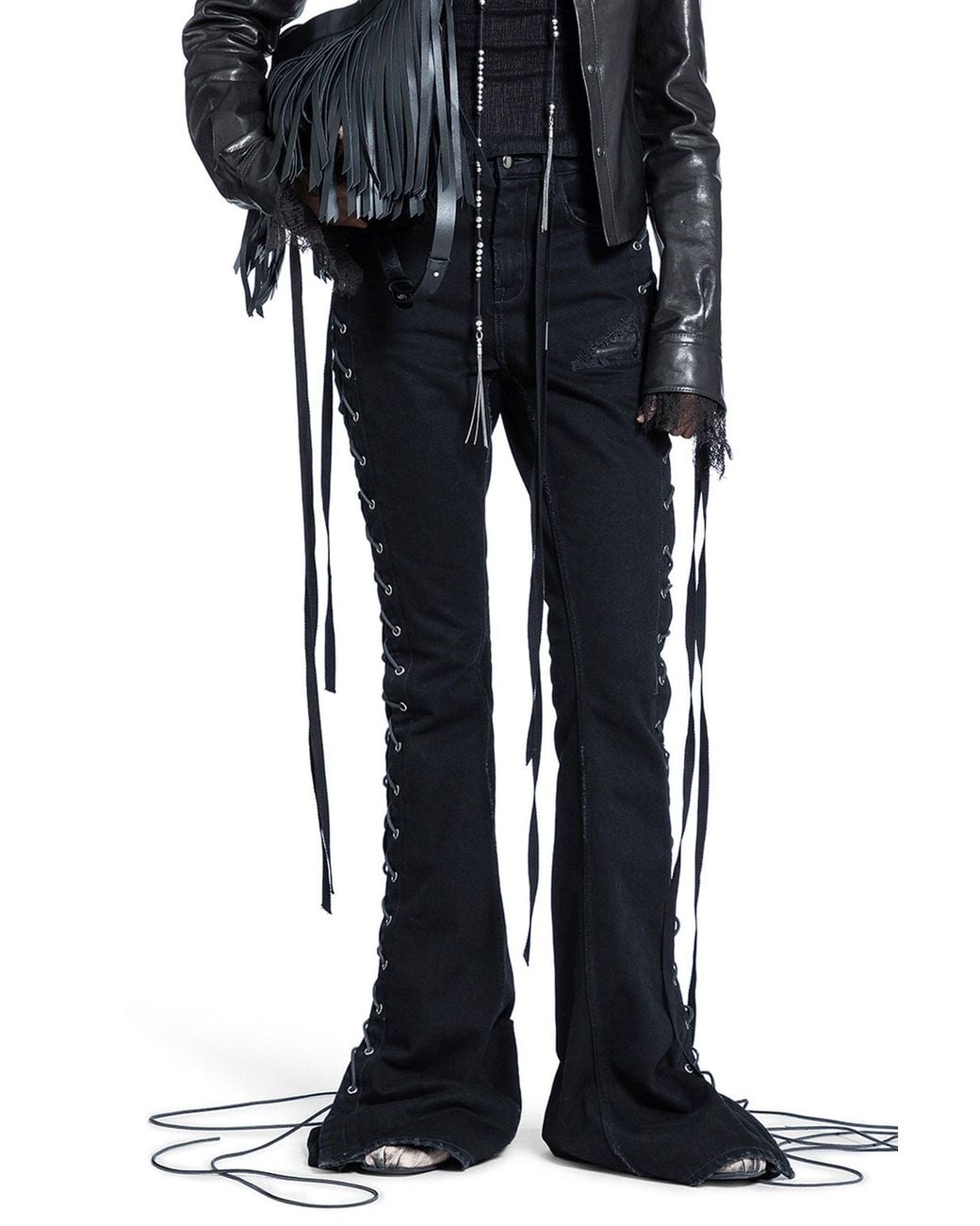 Ann Demeulemeester Blue Treze Lace-Up Bootcut Jeans