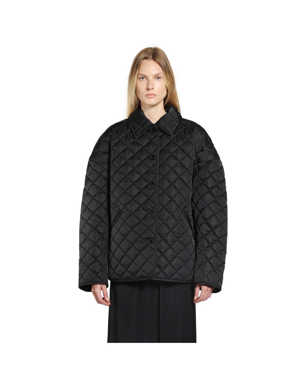Totême Black Oversized Quilted Bomber Jacket