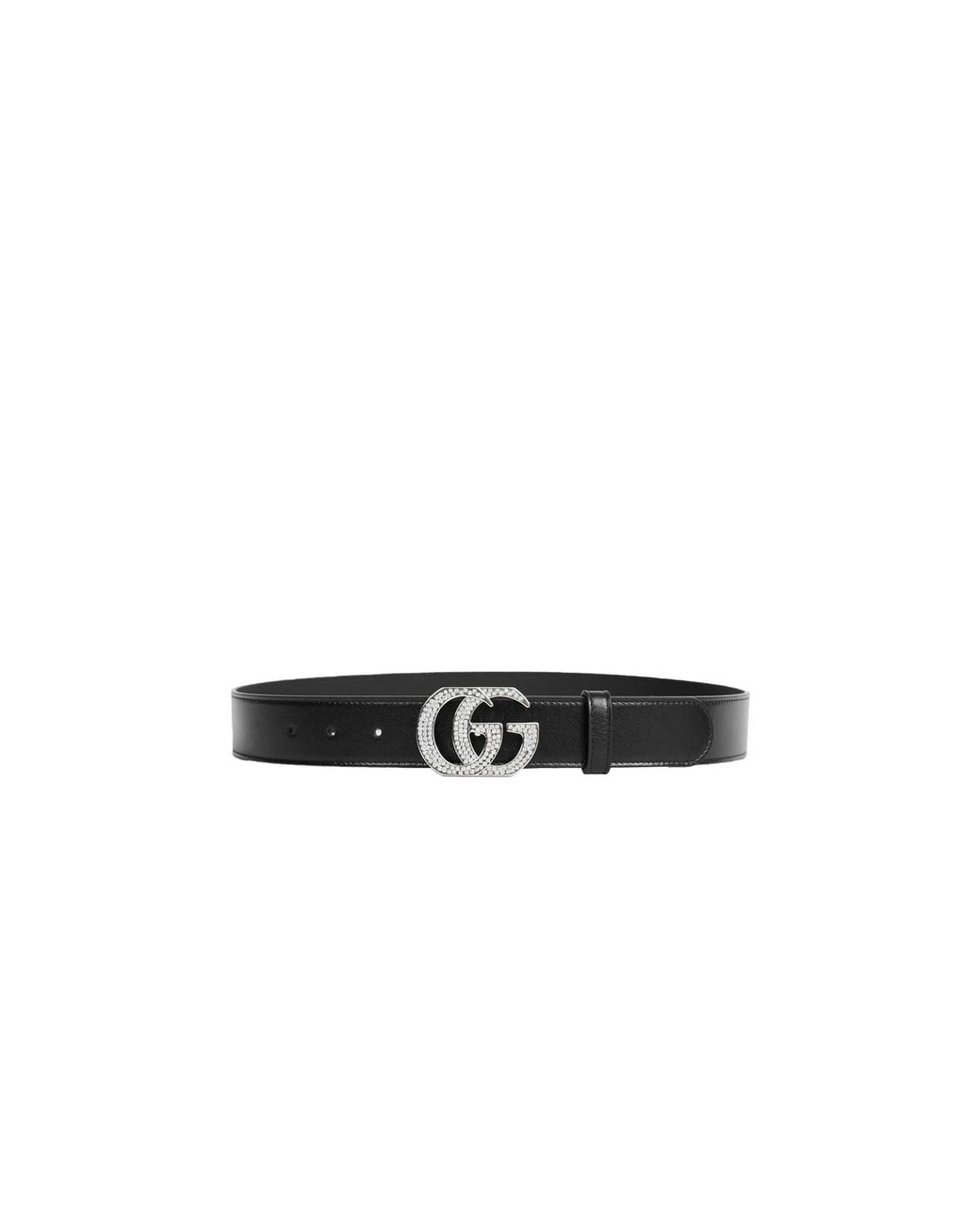 Gucci Black Gg Marmont Belt With Crystals