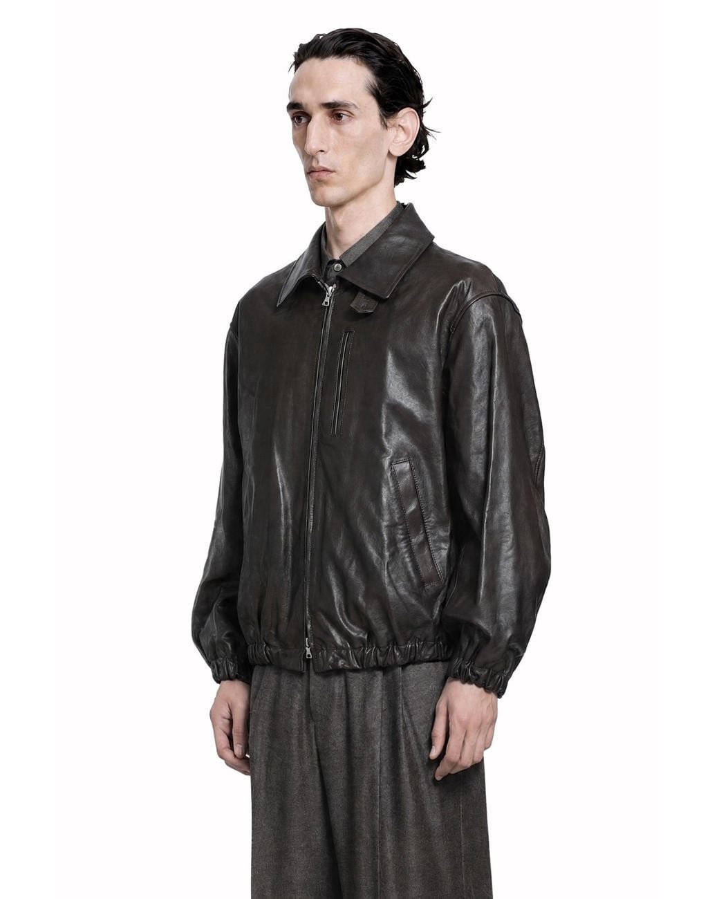 Ssstein Black Calf Zip Short Jacket for men