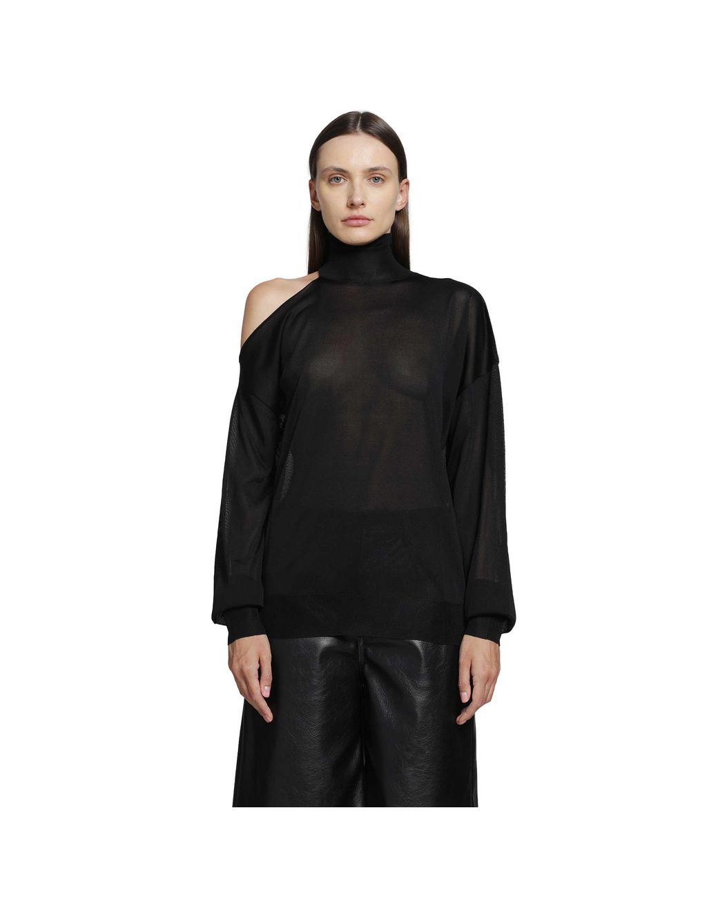 Fendi Black Cut-Out Turtleneck Top