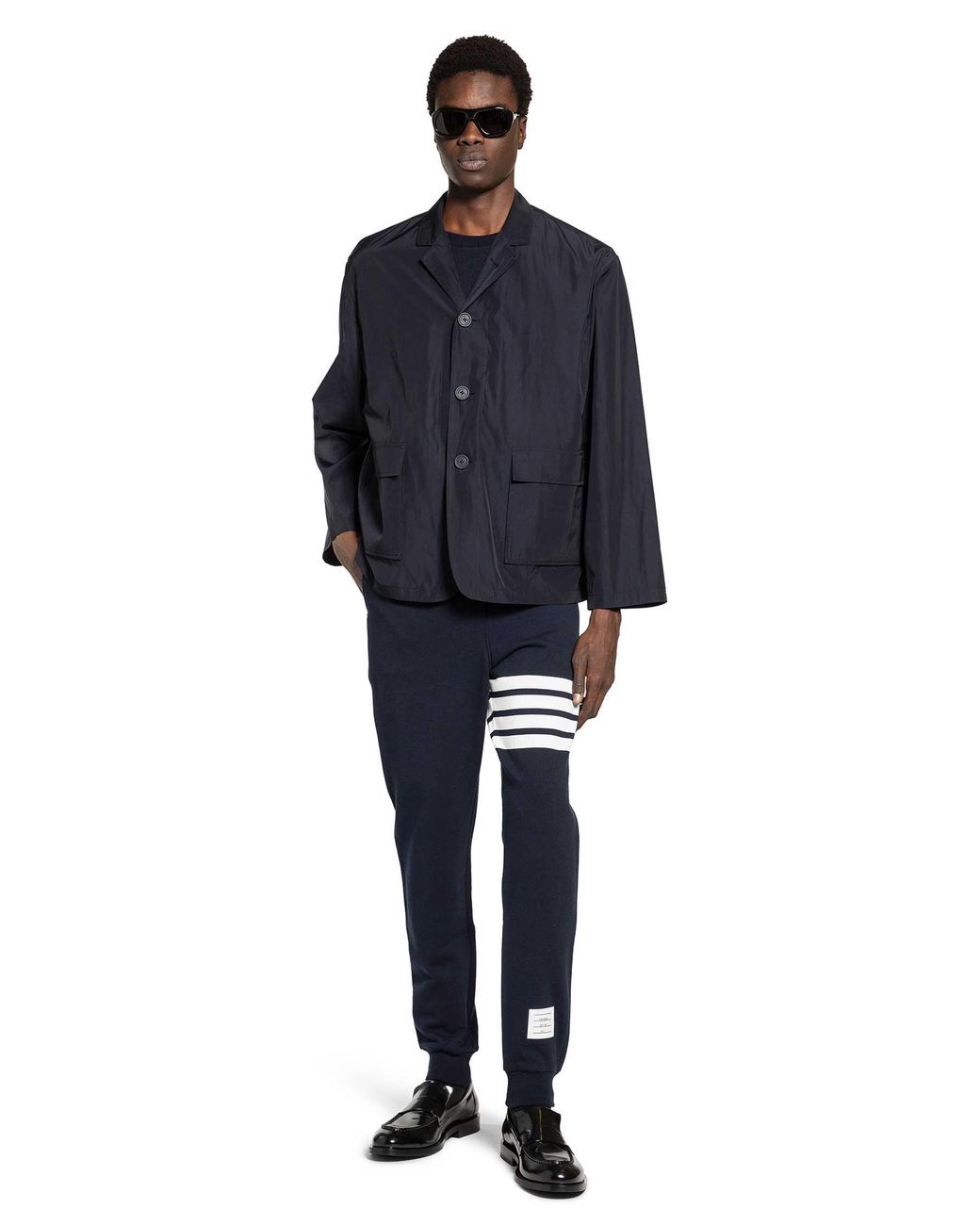 Thom Browne Blue Packable Logo Print Jacket In for men