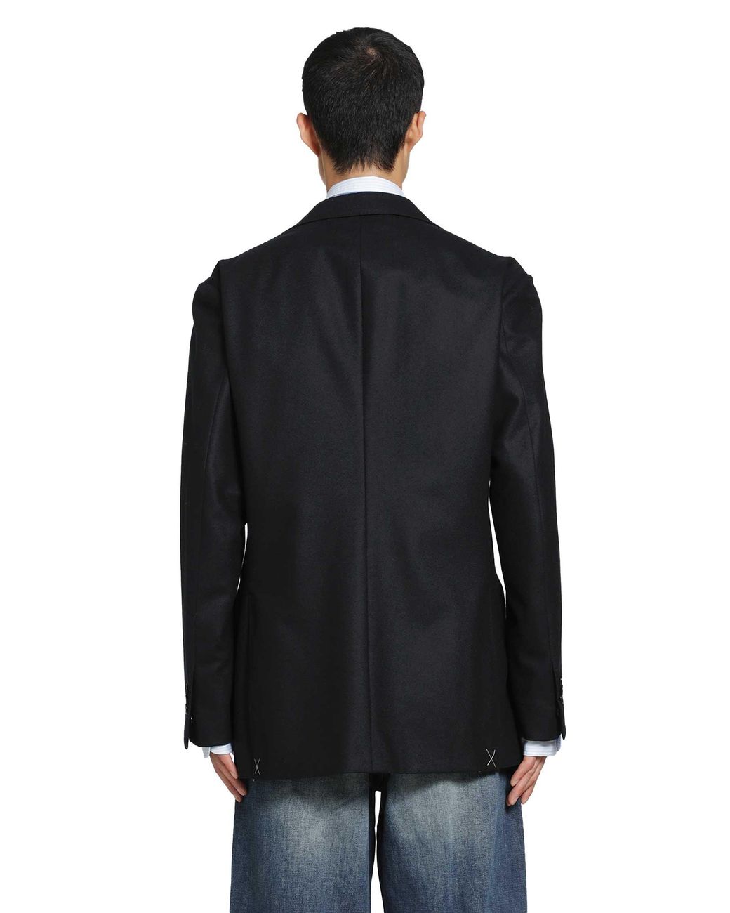 SALON C. LUNDMAN Black Heavy Flannel Blazer for men