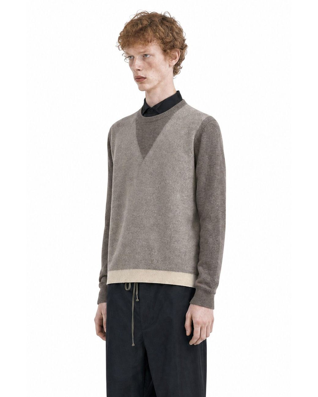 Maison Margiela Gray Fused Knit Wool Crewneck Sweater for men