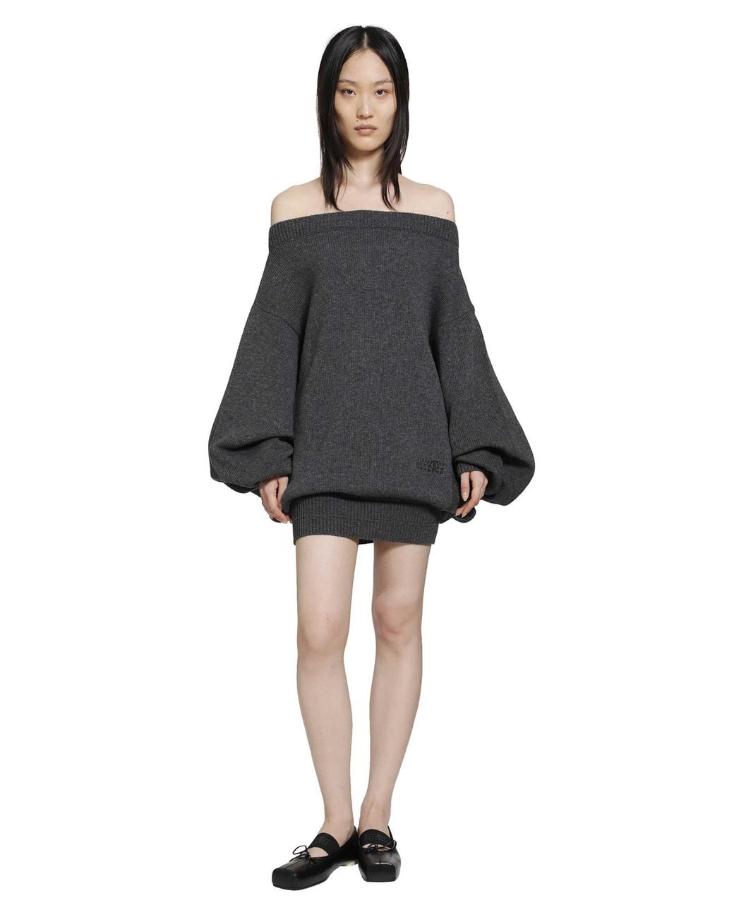 MM6 by Maison Margiela Black Merino Wool Knit Dress