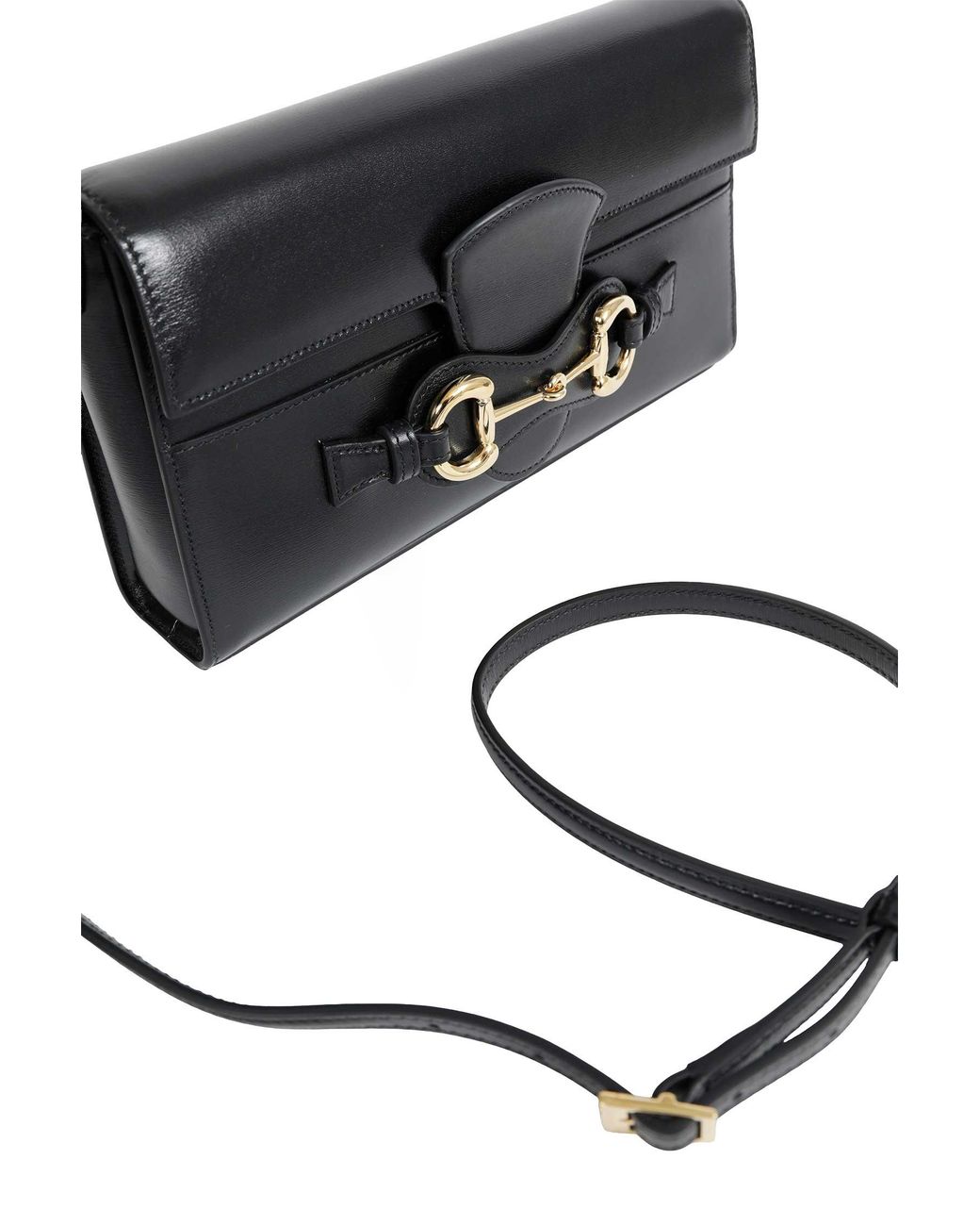 Gucci Black Horsebit Ristretto Medium Shoulder Bag