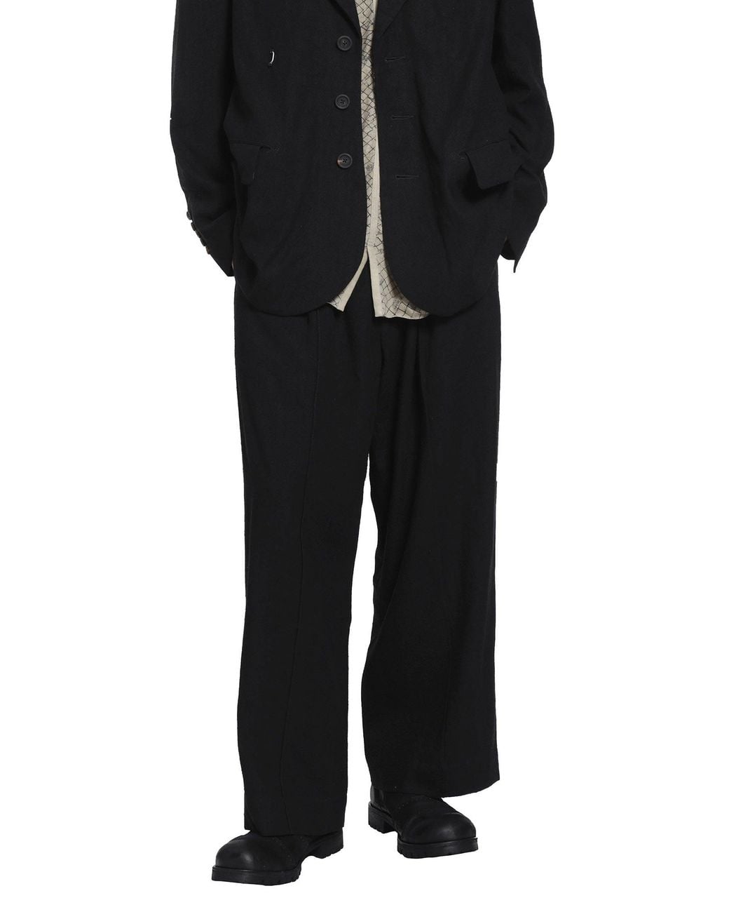 Ziggy Chen Black Pleated Straight Leg Trousers for men