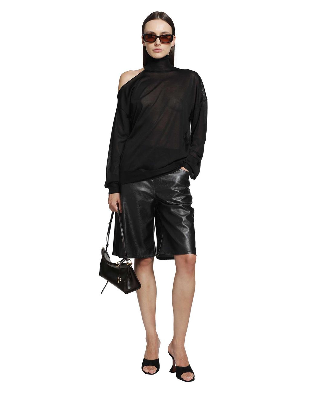 Fendi Black Cut-Out Turtleneck Top
