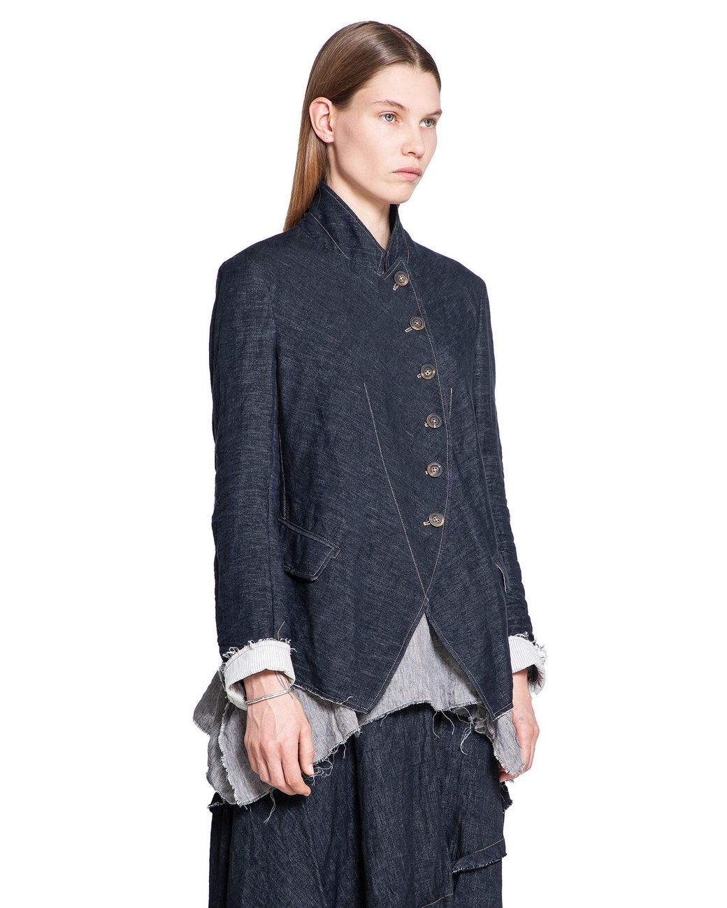 Forme D'expression Blue 1/2 Linen Cutaway Jjcket