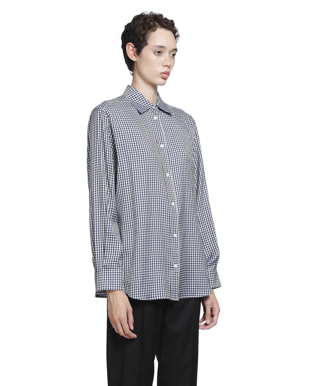 Loewe Gray Checked Silk Shirt