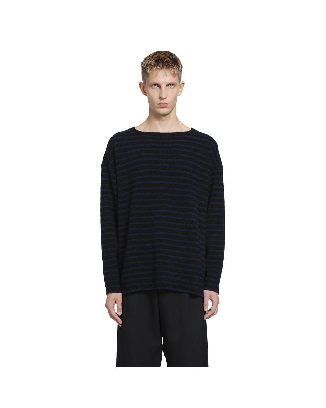 Undercover Black Striped Knit Sweater for men