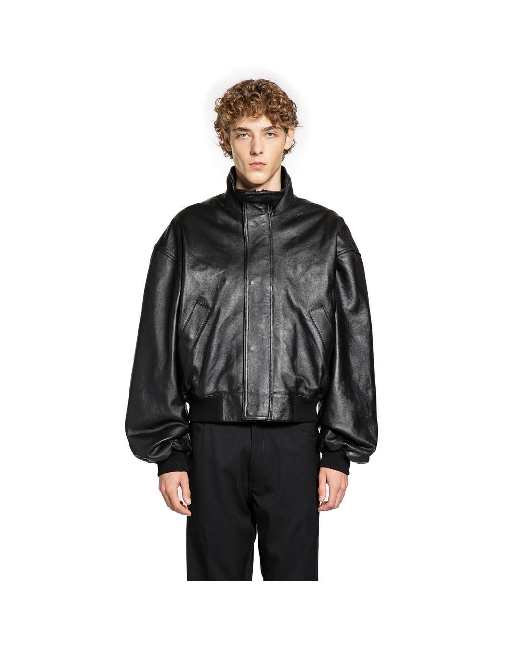 Balenciaga Lamb Leather & Cotton Blouson in Black for Men | Lyst UK