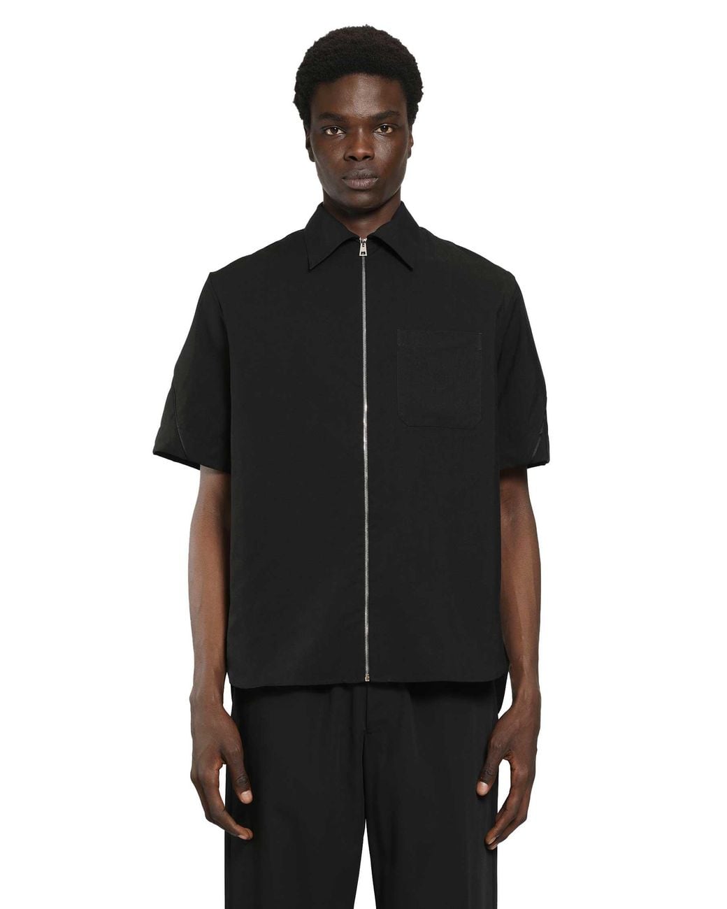 Givenchy Black Couture Seam Zip-Up Shirt for men
