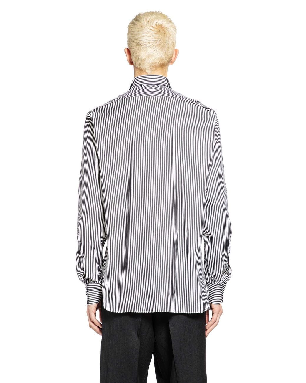 Tom Ford Gray Silk Cotton Striped Classic Shirt for men