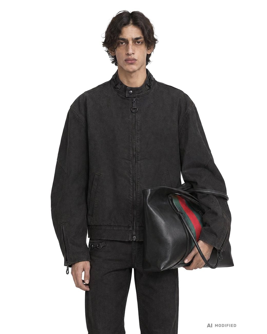 Gucci Black Cotton Viscose Denim Jacket for men