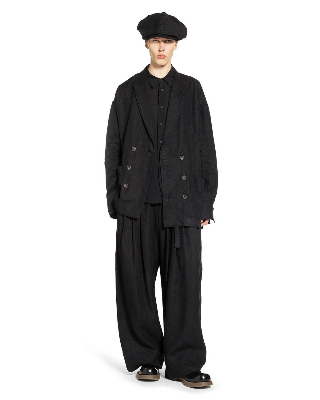 Ziggy Chen Black Spread Collar Pocket Shirt for men
